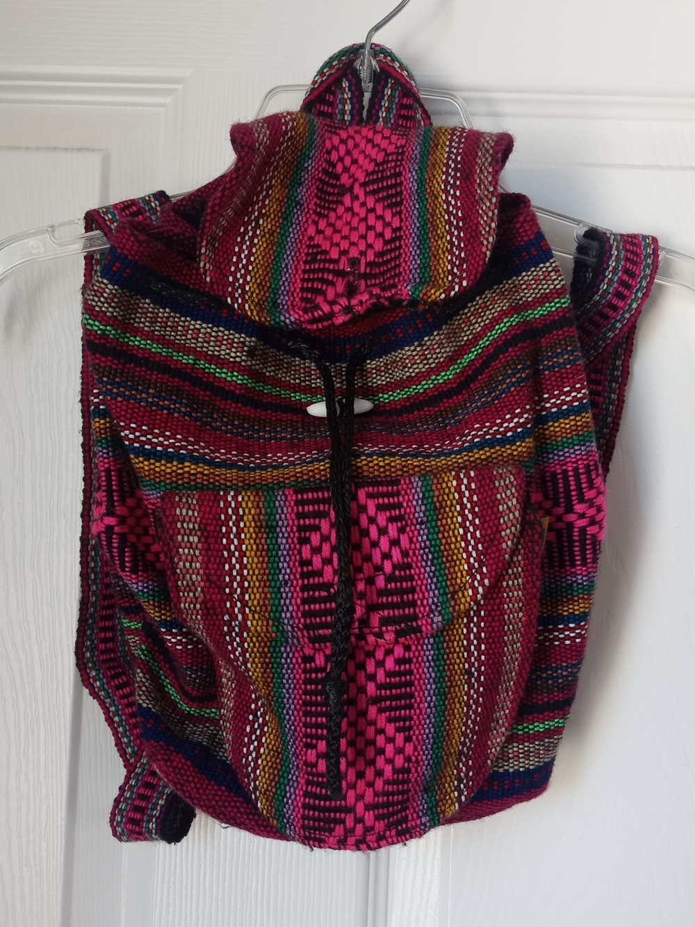 Boho Handwoven Women's Backpack in Pink Multicolor
